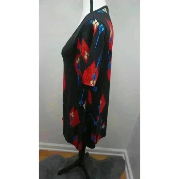 LuLaRoe Carly Dress - Black with Red and Blue Print - Size XS - Picture 4 of 12